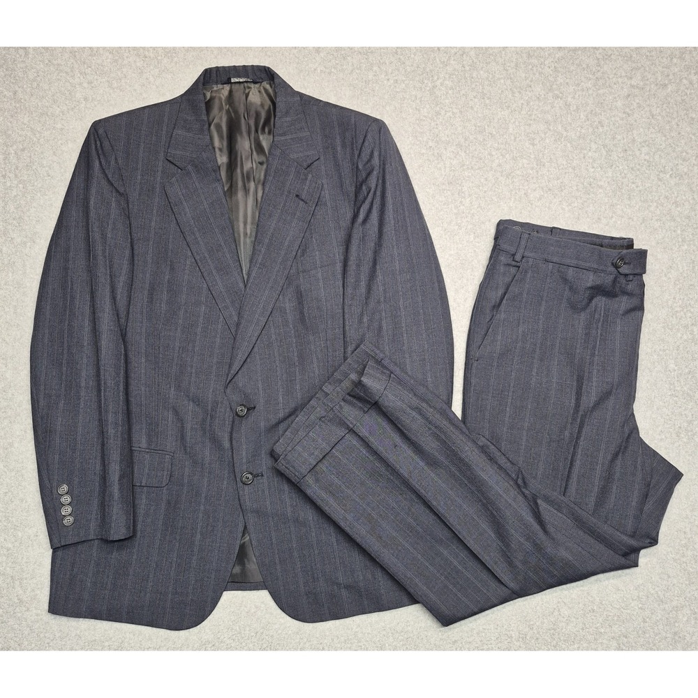 Vintage Burberrys Pinstripe Suite Mens 38R Charcoal 2 Piece Classic Wool Set